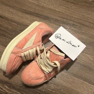 Pink Fur Low-Top Sneakers